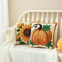 Glitzhome® 14" Fall Hooked Pumpkin Pillow