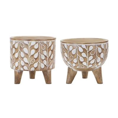Leaf Print Planter with Legs Set