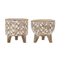 Leaf Print Planter with Legs Set