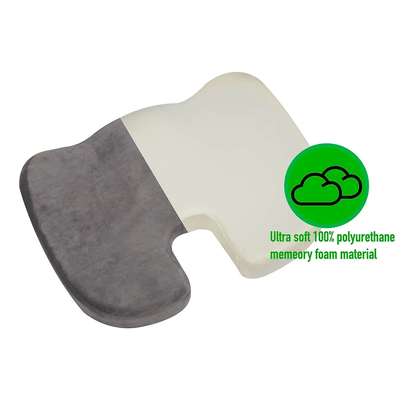 Mind Reader 18" Gray Back Relief Memory Foam Seat Cushion