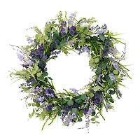 30'' Green Eucalyptus and Purple Floral Spring Wreath