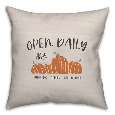 Open Daily Pumpkins Fall Throw Pillow