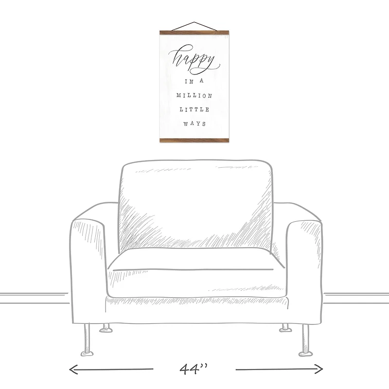 Happy in a Million Little Ways Teak Hanging Canvas