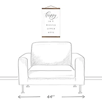 Happy in a Million Little Ways Teak Hanging Canvas