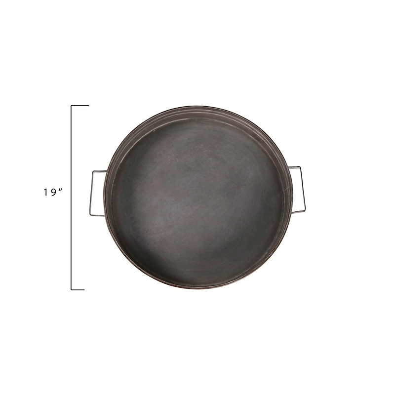 Hello Honey® 19'' Round Decorative Iron Tray with Handles
