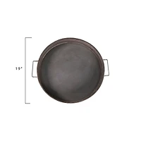 Hello Honey® 19'' Round Decorative Iron Tray with Handles