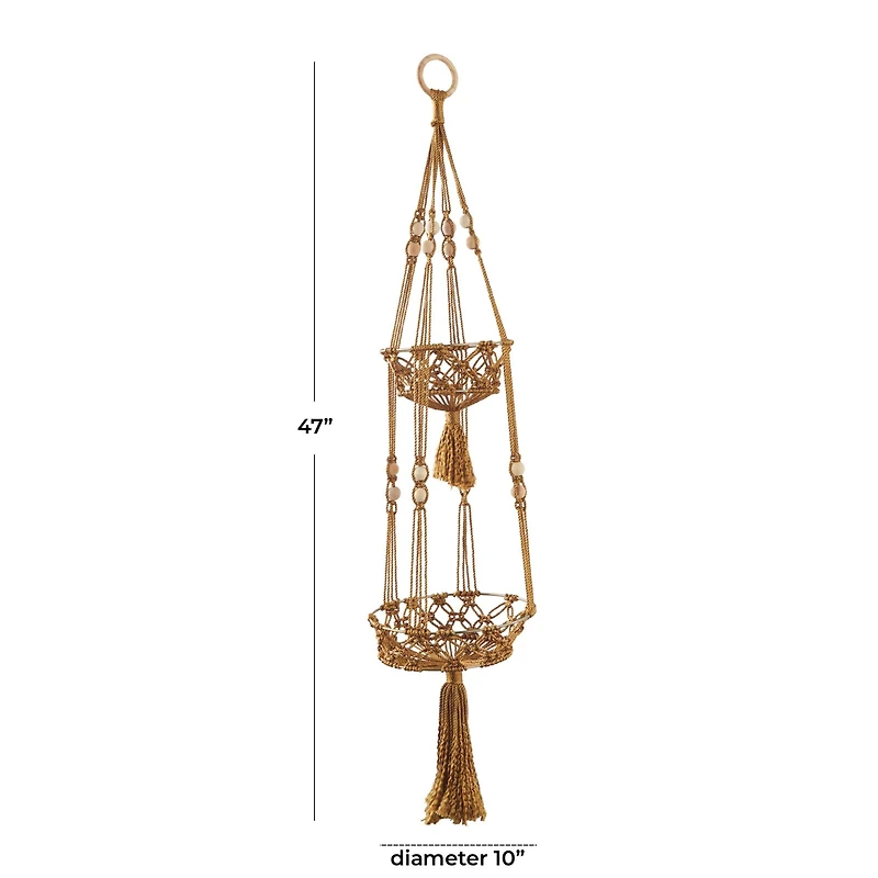 47" Brown Fabric Handmade Hanging Macrame Wall Planter