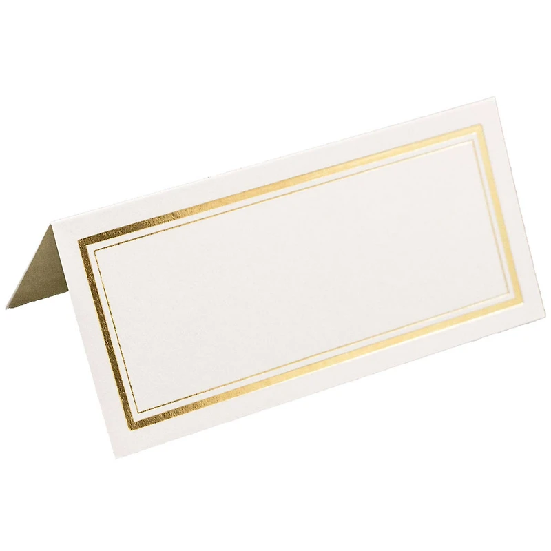 JAM Paper Double Metallic Border Fold-Over Wedding Table Place Cards