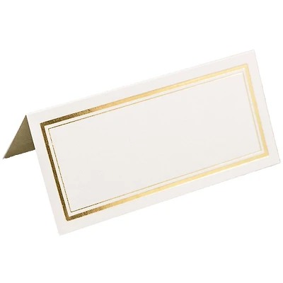 JAM Paper Double Metallic Border Fold-Over Wedding Table Place Cards
