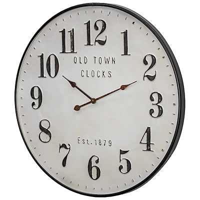 Old Town Clocks Vintage Oversized Metal Wall Clock - 31"