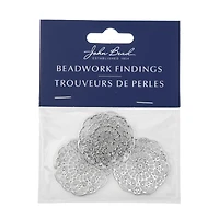 John Bead 31mm Silver Mandala Beadwork Pendants, 3ct.