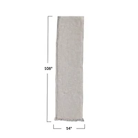 Hello Honey® 108" Natural Woven Cotton Table Runner with Metallic Gold Thread & Fringe