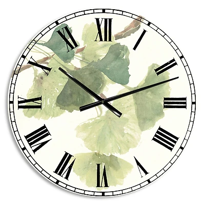 Designart 'Watercolor Gingko Leaves I Cabin Wall Clock