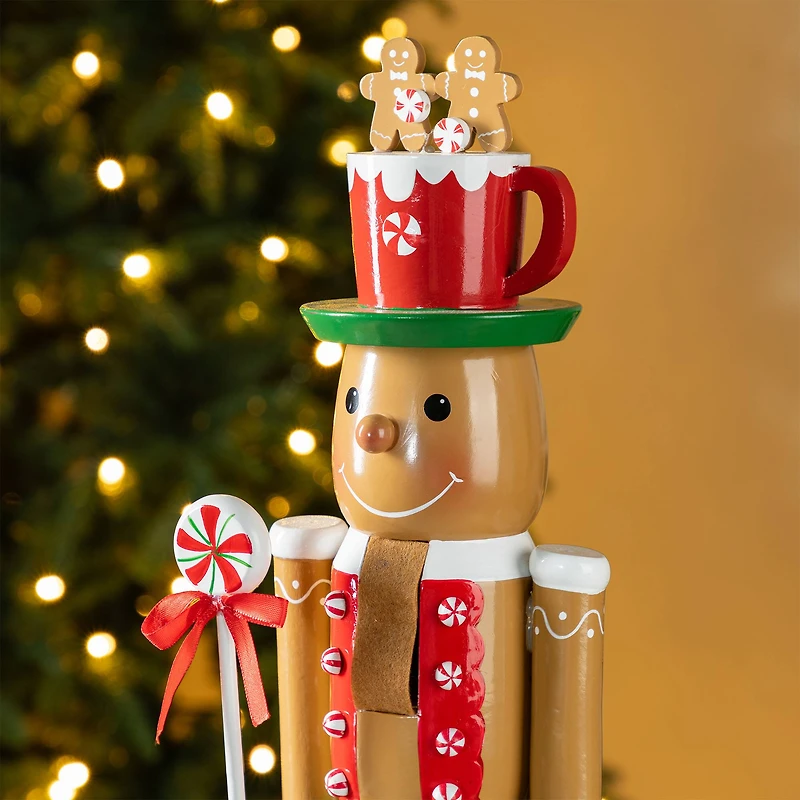 Glitzhome® 24"H Wooden Christmas Gingerbread Man Nutcracker