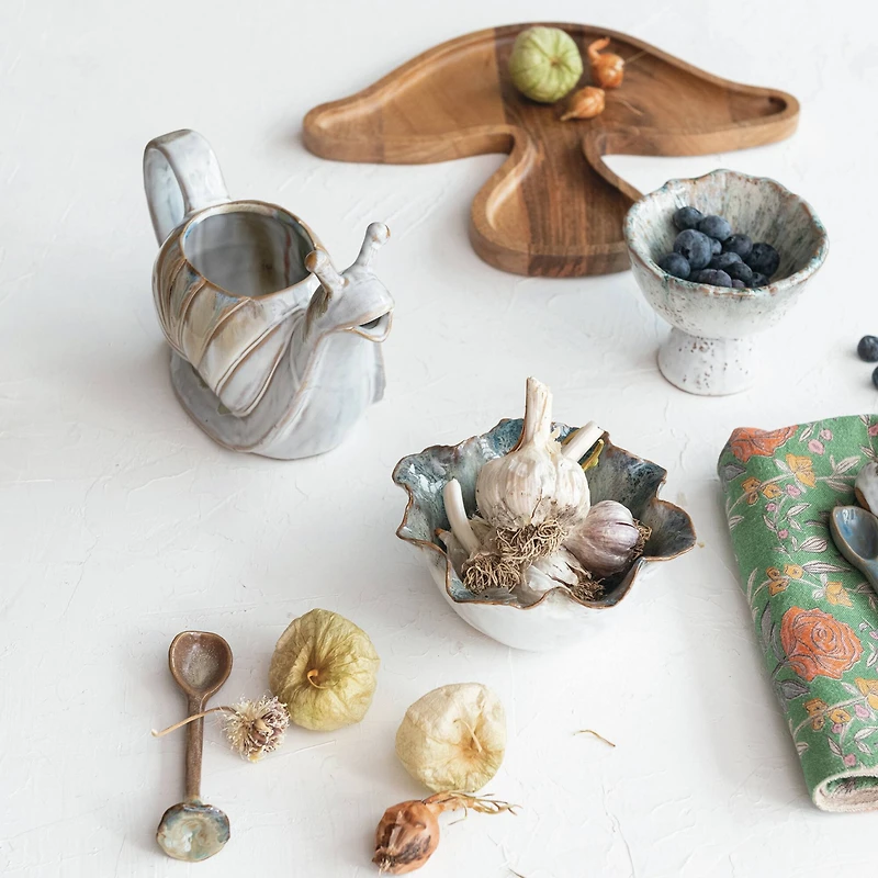 Hello Honey® 4.25" Green & Brown Stoneware Footed Bowl with Speckled Glaze