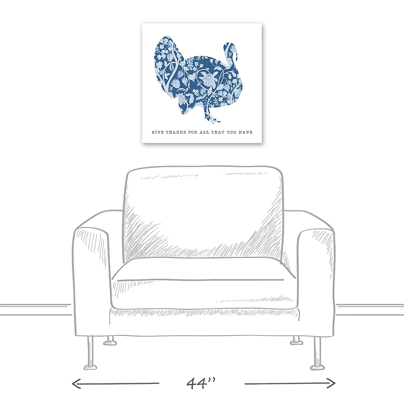 Floral Blue Turkey Canvas Wall Art