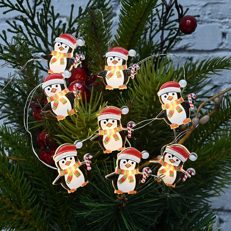 18ct. Warm White LED Penguin String Lights on Silver Wire by Ashland®