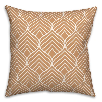 Orange Geo Leaf Pattern Indoor/Outdoor Pillow