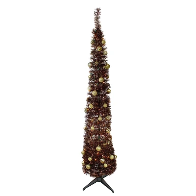 6ft. Pre-Lit Brown Pre-Decorated Pop-Up Artificial Christmas Tree