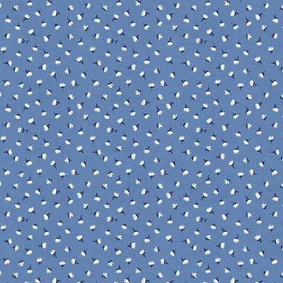 Fabric Editions Blue Carolina Flower Cotton Fabric