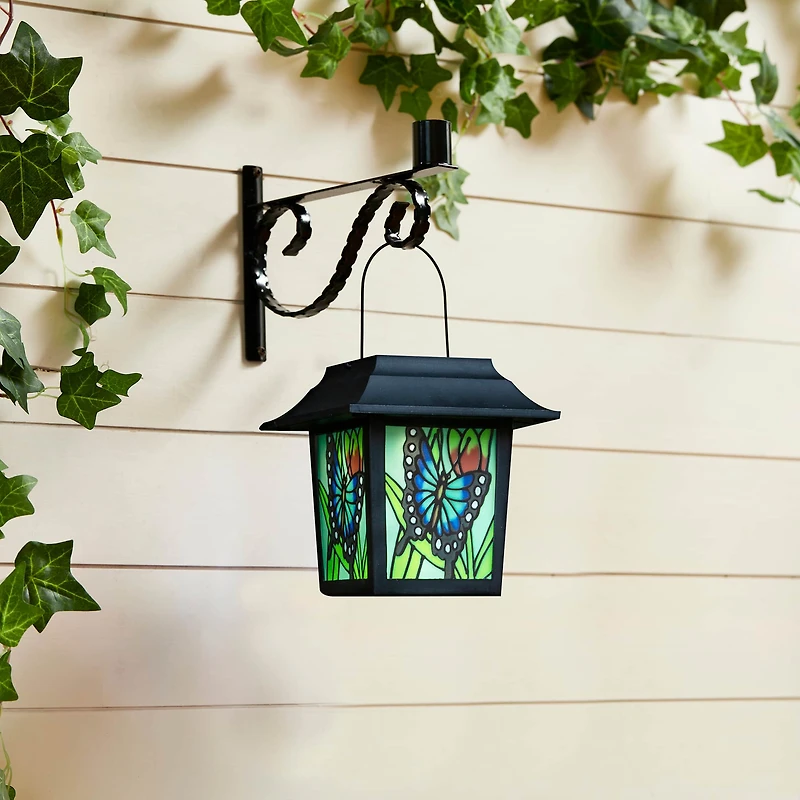 Glitzhome® 30" Solar Powered Butterfly Pattern Garden Lamp with Stakes, 2ct.