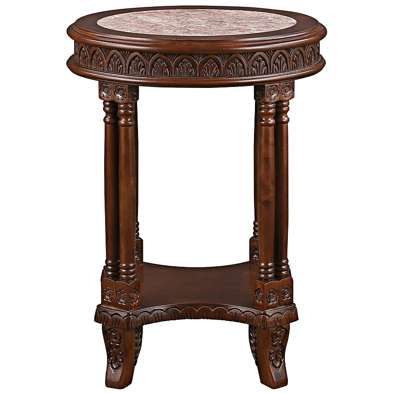 Design Toscano 2ft. Balfour Colonnade Marble-Topped Hardwood Side Table