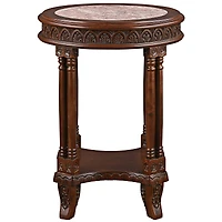 Design Toscano 2ft. Balfour Colonnade Marble-Topped Hardwood Side Table