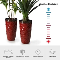 Glitzhome® 23.75" Eco-Friendly Honeycomb Textured Tall Plastic Planters