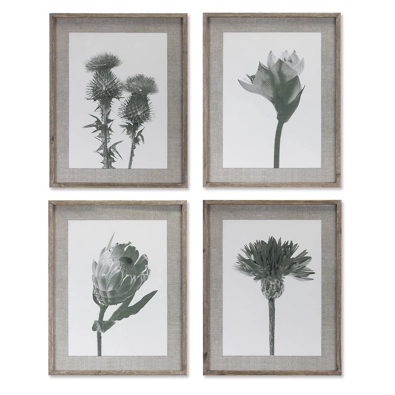 21.5" x 27.5" Wood Floral Print Set