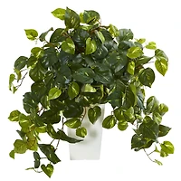 2ft. Pothos Artificial Plant in White Tower Vase