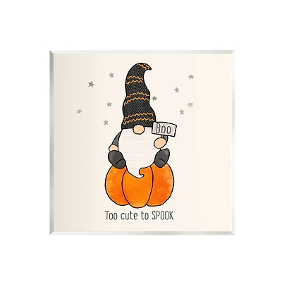 Stupell Industries Too Cute To Spook Gnome Phrase Wall Plaque Art