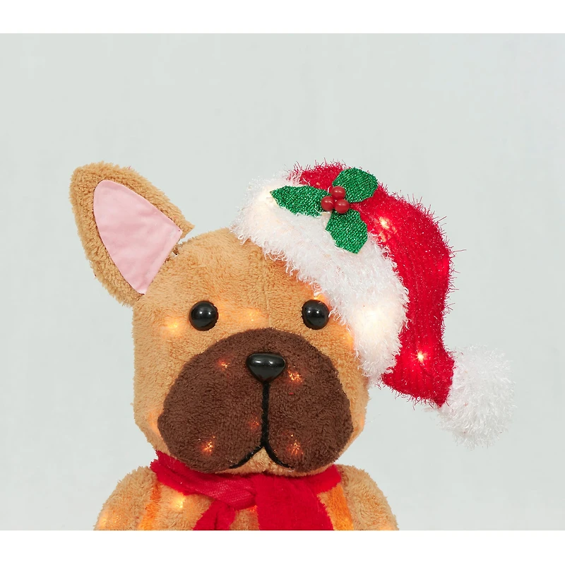 22" Plush Sitting Bulldog Sculpture with Hat