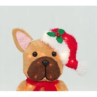 22" Plush Sitting Bulldog Sculpture with Hat