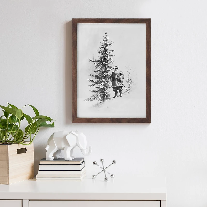 12" x 16" Black & White Santa Sketch with Tree Wall Décor by Ashland®