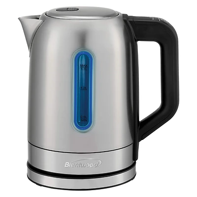 Brentwood 1.79qt. 1,500 Watt Cordless Digital Stainless Steel Kettle With 5 Temperature Presets & Swivel Base