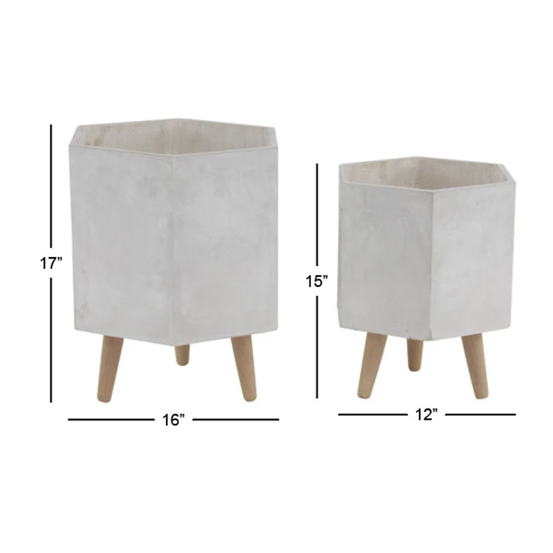 CosmoLiving by Cosmopolitan White Polystone Contemporary Planter Set