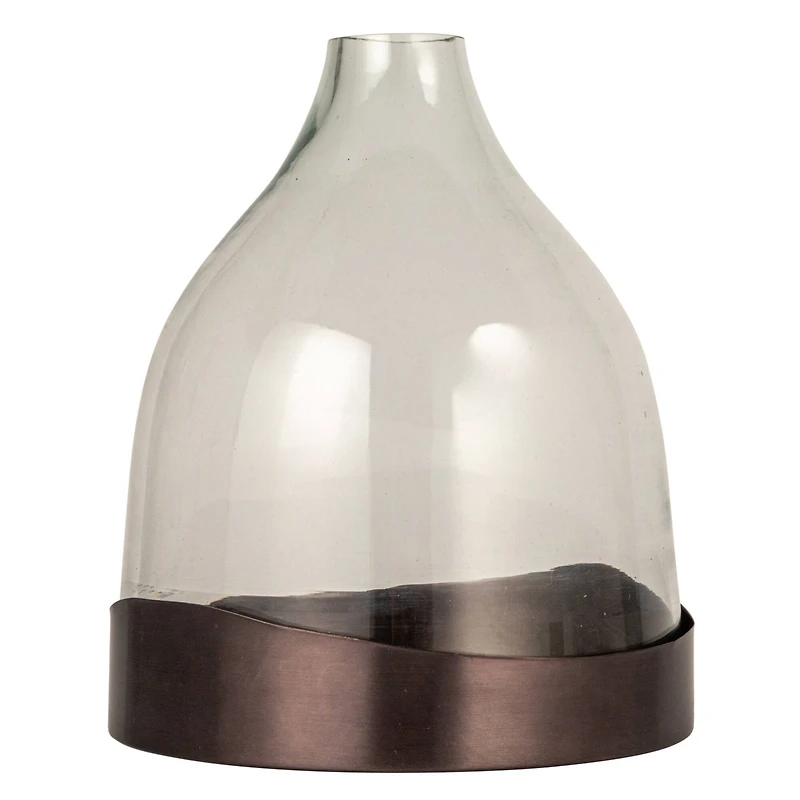 Hello Honey® 10" Clear & Black Metal Sophisticated Glass Cloche with Metal Tray