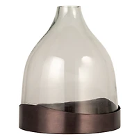 Hello Honey® 10" Clear & Black Metal Sophisticated Glass Cloche with Metal Tray