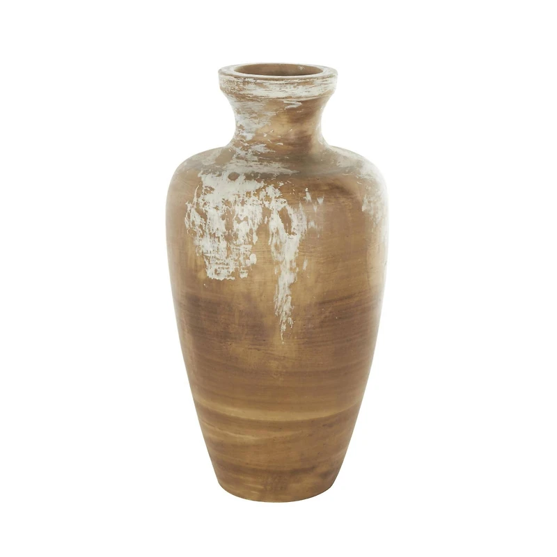 Brown Ceramic Antique Style Distressed Patina Vase