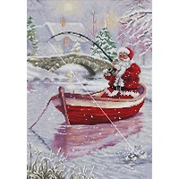 Luca-S Santa Fishing Counted Cross Stitch Kit