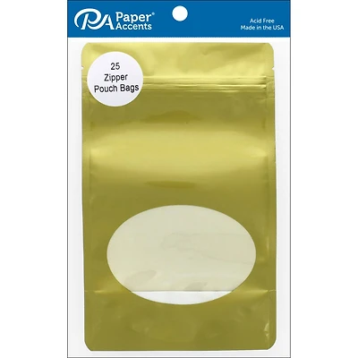 PA Paper™ Accents Gold Zipper Pouch Bags, 25ct.