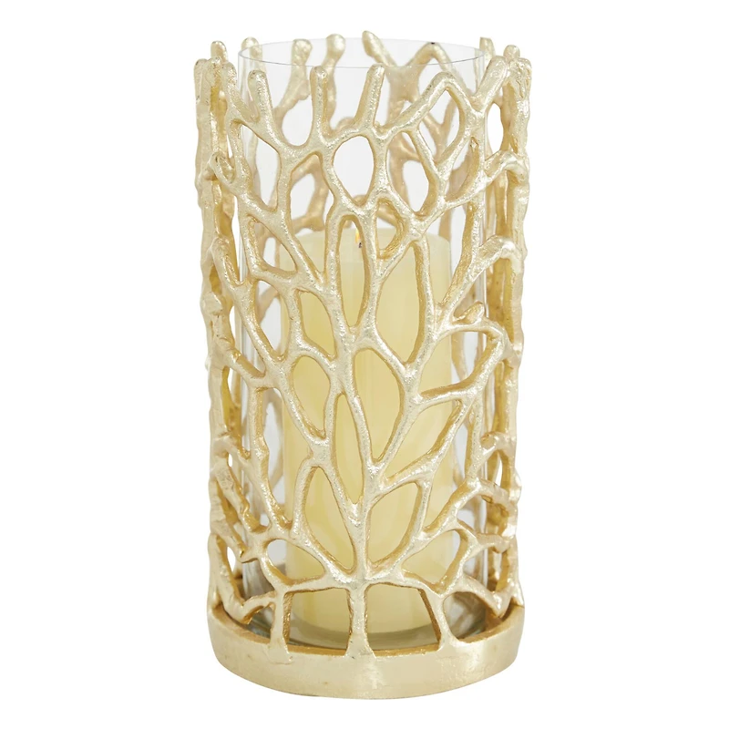 Gold Aluminum Coastal Candle Holder, 10" x 5" x 5"