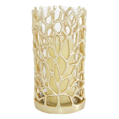 Gold Aluminum Coastal Candle Holder, 10" x 5" x 5"