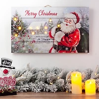Glitzhome® 24" LED Wooden Santa Wall Décor