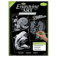 Royal & Langnickel® Engraving Art™ Turtle, Sea Horse & Dolphins Silver Foil Value Pack Kit