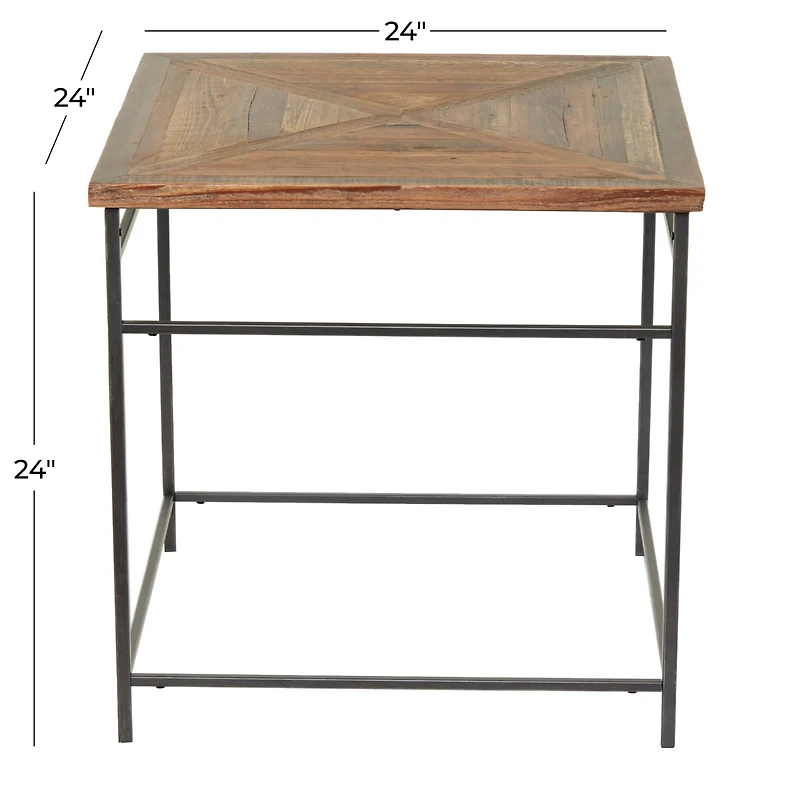 Brown Wood Rustic Accent Table 24" x 24" x 24"
