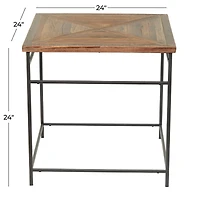 Brown Wood Rustic Accent Table 24" x 24" x 24"