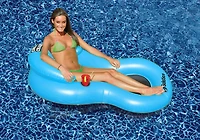 61" Inflatable Blue Chill Swimming Pool Floating Lounge Chair