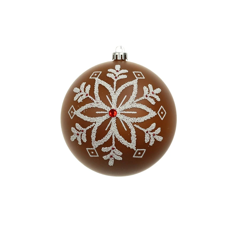 2 Pack 4.7" Gingerbread Snowflake Shatterproof Ball Ornaments by Ashland®