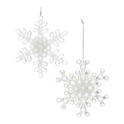 5.25" Clear Snowflake Acrylic Ornament Set